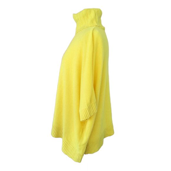 DIANE von FURSTENBERG Jasswinder Cashmere Sweater Large Boxy Turtleneck Yellow - Picture 5 of 11